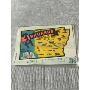 Vintage Arkansas‎ State Sticker Decal Souvenir Travel Retro USA Ephemera Bumper
